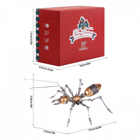 100pcs+ steampunk ant insect diy metal assembly model kit with christmas package