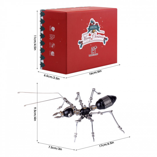 100pcs+ steampunk ant insect diy metal assembly model kit with christmas package