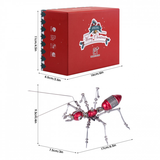 100pcs+ steampunk ant insect diy metal assembly model kit with christmas package