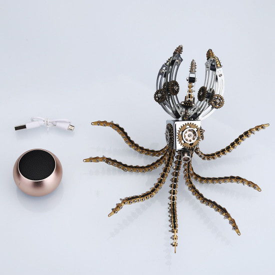 1060pcs metal model kits diy steampunk mechanical octopus with speaker