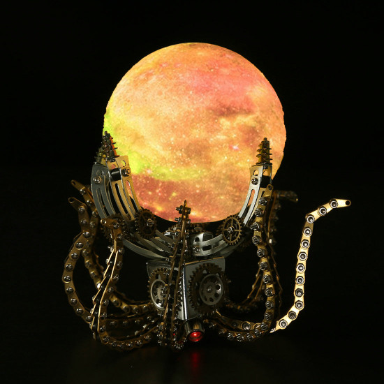 1061pcs metal model kits steampunk octopus jupiter moon night light