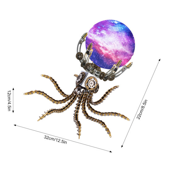 1061pcs metal model kits steampunk octopus jupiter moon night light