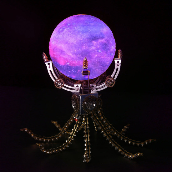 1061pcs metal model kits steampunk octopus jupiter moon night light