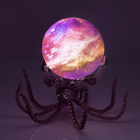 1061pcs metal model kits steampunk octopus jupiter moon night light