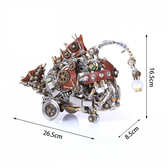 1064pcs+ steampunk deep-sea anglerfish 3d metal ocean model diy kit with luminous bulb