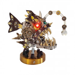 1064pcs+ steampunk deep-sea anglerfish lamp 3d metal ocean model diy kit with luminous bulb