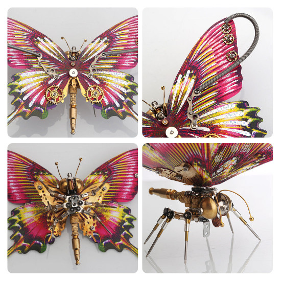 150pcs 3d steampunk purple red swallowtail butterfly model kit