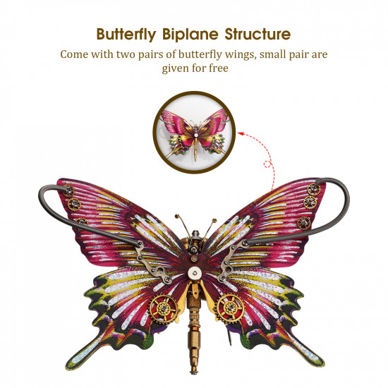 150pcs 3d steampunk purple red swallowtail butterfly model kit