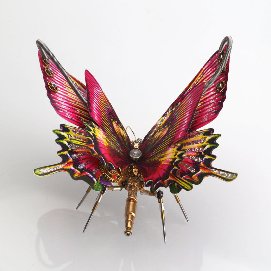 150pcs 3d steampunk purple red swallowtail butterfly model kit