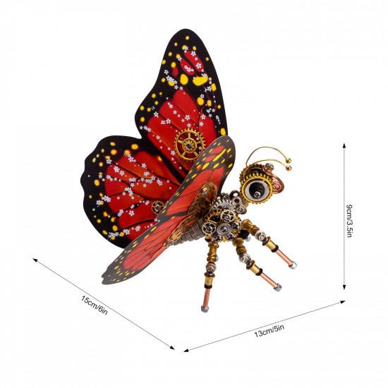 150pcs steampunk scarlet peacock butterfly assembly model -red