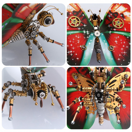 150pcs red and green swallowtail butterfly assembly steampunk model kit