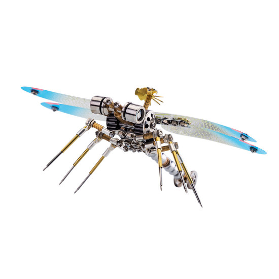 150pcs steampunk 3d dragonfly model assembly kit with light