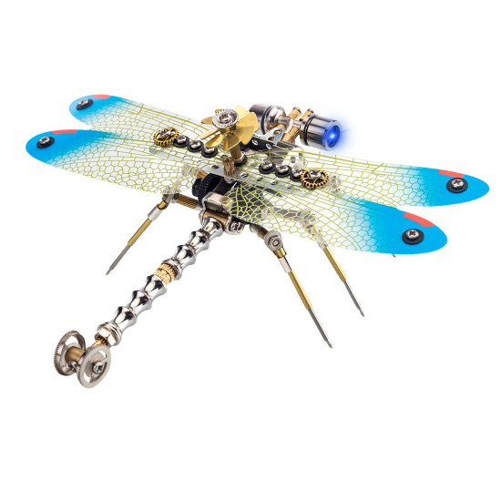 150pcs steampunk 3d dragonfly model assembly kit with light