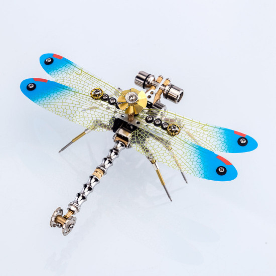 150pcs steampunk 3d dragonfly model assembly kit with light