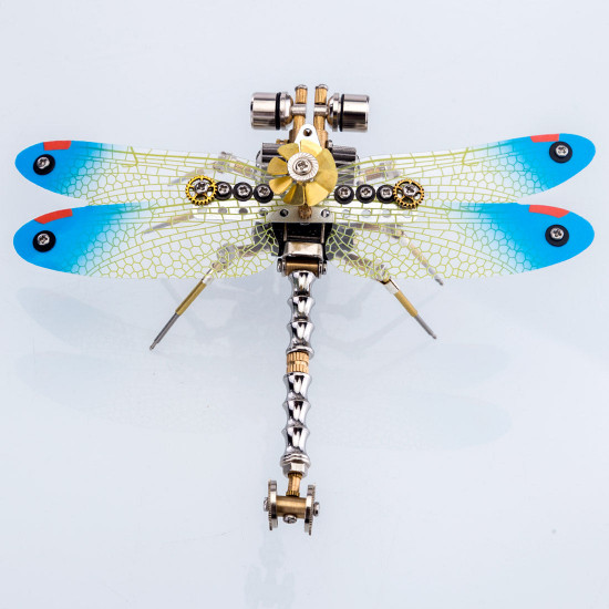 150pcs steampunk 3d dragonfly model assembly kit with light