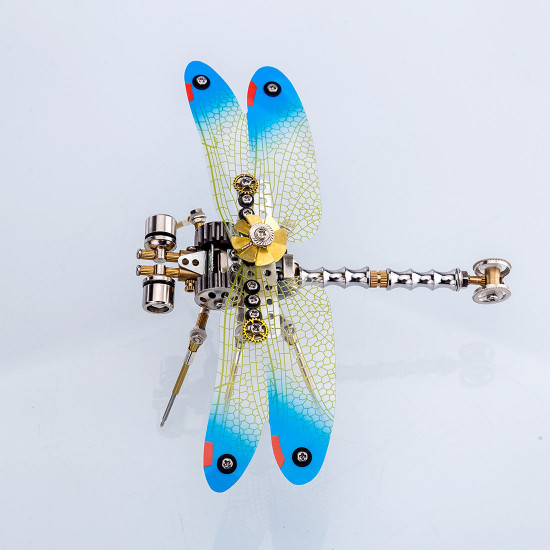 150pcs steampunk 3d dragonfly model assembly kit with light