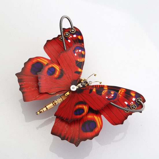 150pcs steampunk 3d orange-red peacock butterfly model assembly kit