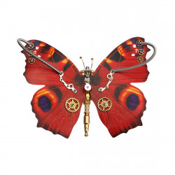 150pcs steampunk 3d orange-red peacock butterfly model assembly kit