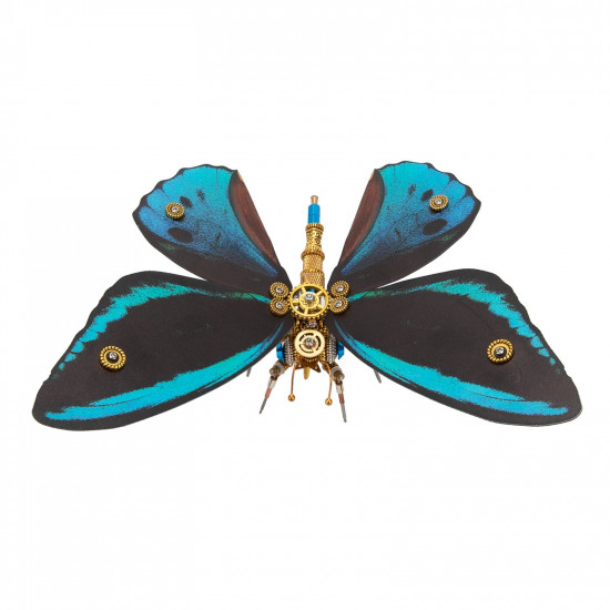 150pcs+ steampunk blue butterfly 3d metal ornithoptera priamus model diy kits