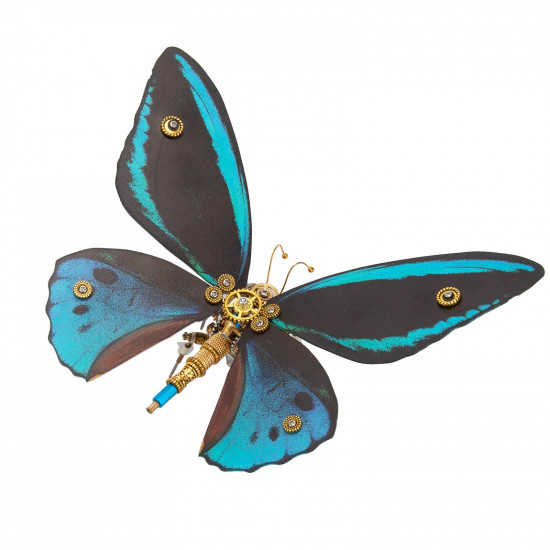 150pcs+ steampunk blue butterfly 3d metal ornithoptera priamus model diy kits