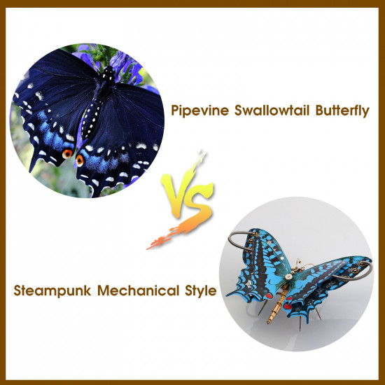 150pcs steampunk blue butterfly pipevine swallowtail model building kit