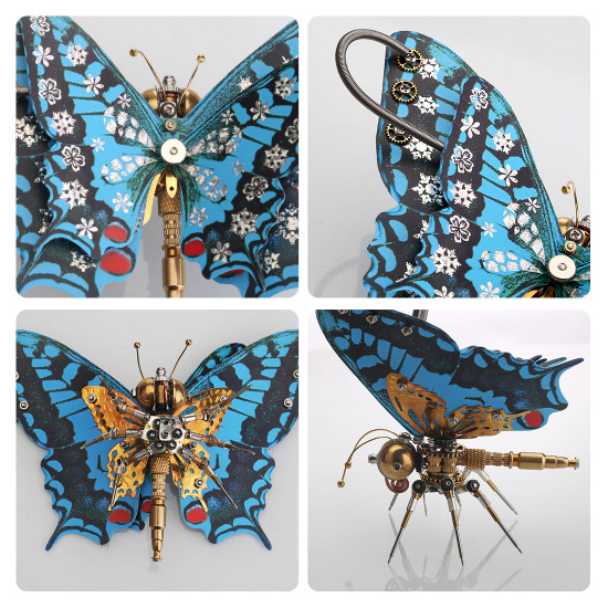 150pcs steampunk blue butterfly pipevine swallowtail model building kit