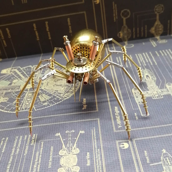 168pcs 3d mini brass spider steampunk model diy metal puzzle kits