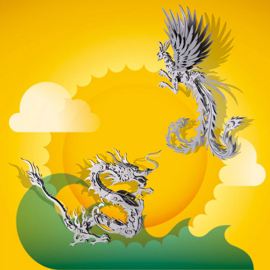 200pcs+ diy oriental dragon + phoenix assembly building kit for home decoration