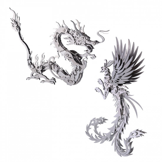 200pcs+ diy oriental dragon + phoenix assembly building kit for home decoration