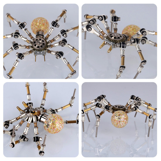 270pcs+  halloween light up mini spider model diy kits 3d metal puzzle