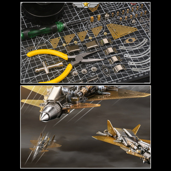 286pcs j-20 fighter 3d metal model diy kits with light