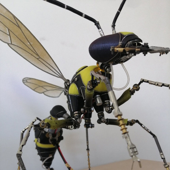 3d assembled steampunk big wasp metal sculpture model craft