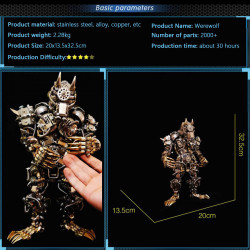 3d realistic diy metal assembly werewolf model hyperrealistic toy set