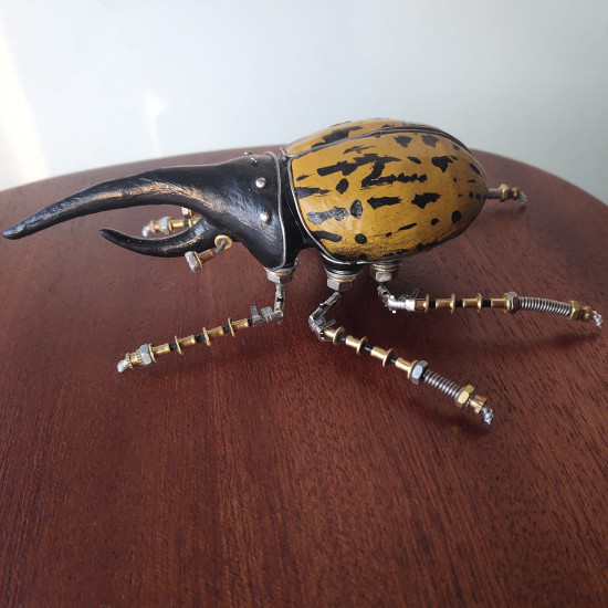 3d metal yellow dynastes beetles steampunk bug model kit handmade