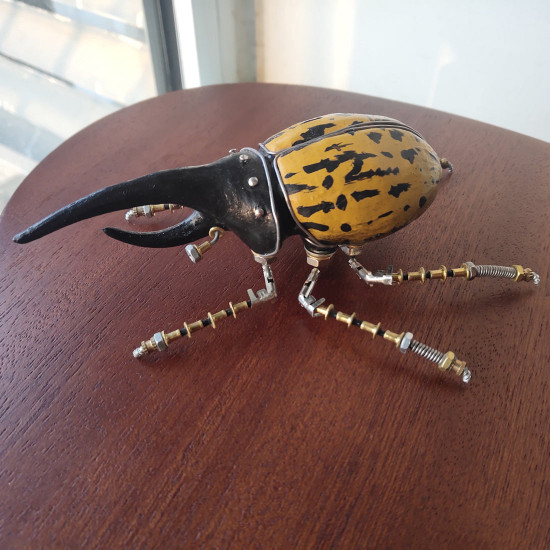 3d metal yellow dynastes beetles steampunk bug model kit handmade