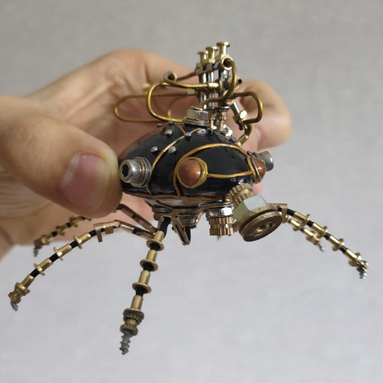 3d metal little beetle model handmade steampunk crafts sculpture