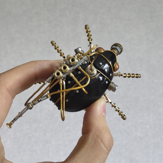 3d metal little beetle model handmade steampunk crafts sculpture
