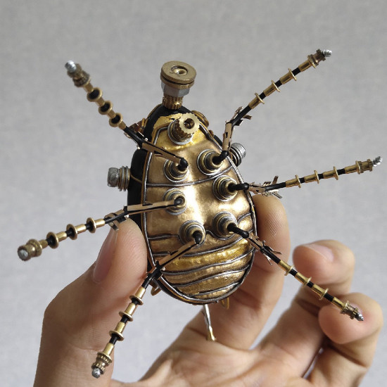 3d metal little beetle model handmade steampunk crafts sculpture