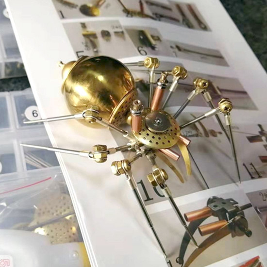 3d metal mechanical golden spider assembly model kit