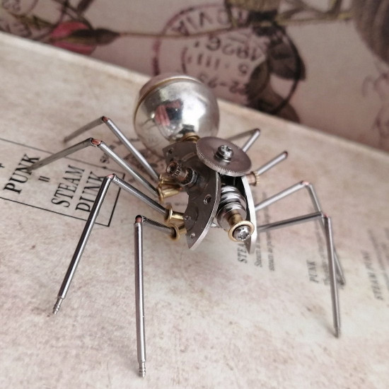 3d metal mechanical little spider insects model crafts for home decor collection