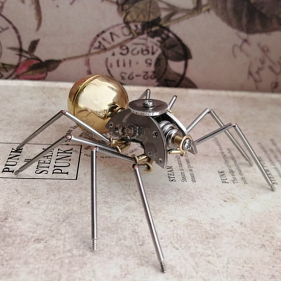 3d metal mechanical little spider insects model crafts for home decor collection