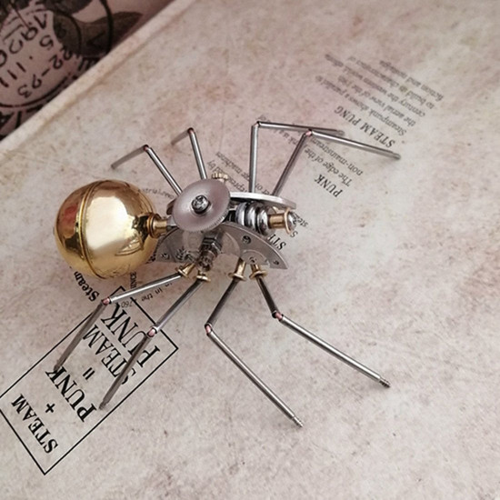 3d metal mechanical little spider insects model crafts for home decor collection