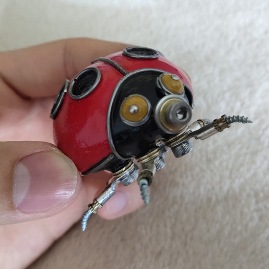 3d metal steampunk coccinellidae ladybird sculpture model for collection