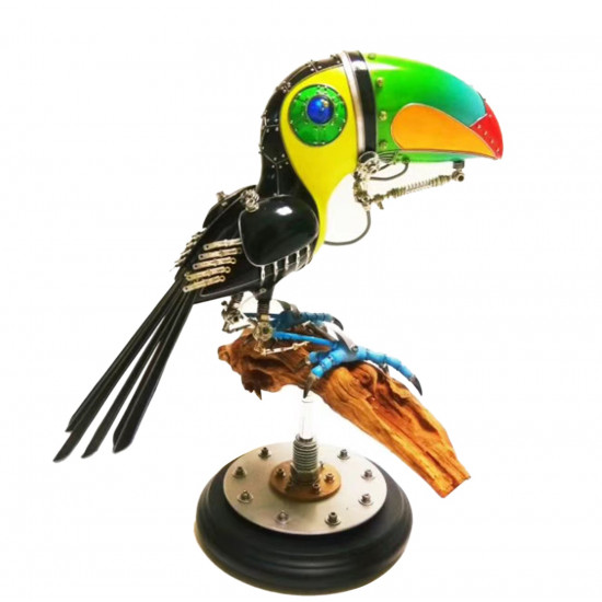 3d metal steampunk toucan bird animals sculpture  assembled model kits collection