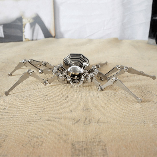 3d stainless steel assembled spider clock model handmade crafts