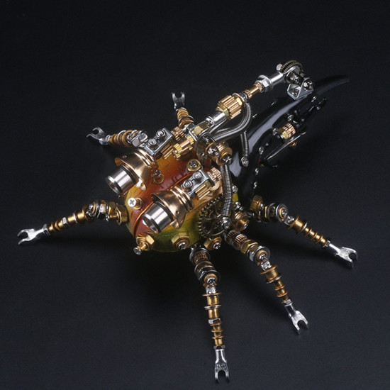 3pcs metal 3d eastern lucaninae beetles insect mechanical assembly model