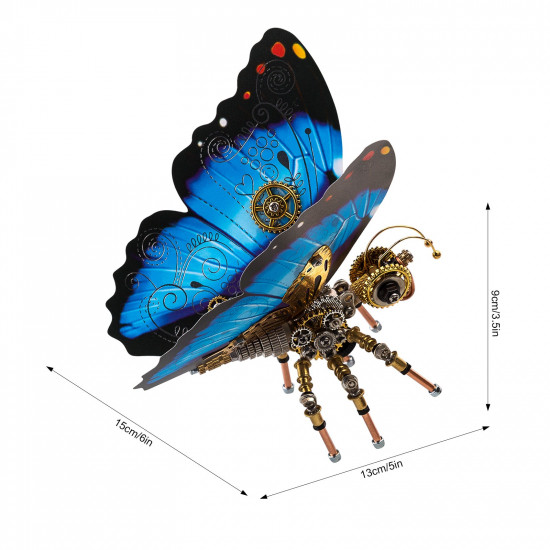 3pcs/ set steampunk 3d monarch butterflies model building kit