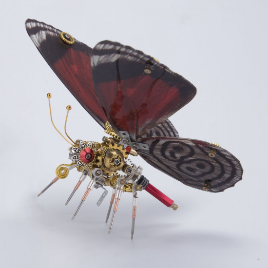 3pcs/ set steampunk red lacewing butterfly 3d metal model kits for her