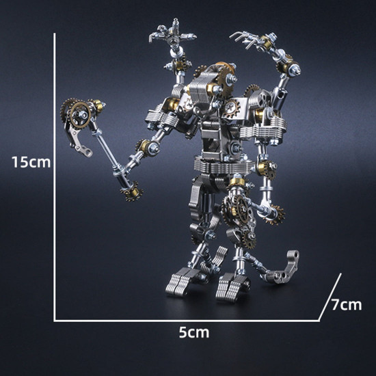 434pcs mecha priest with cog axe diy 3d metal assembly model kit 2-in-1 phone holder