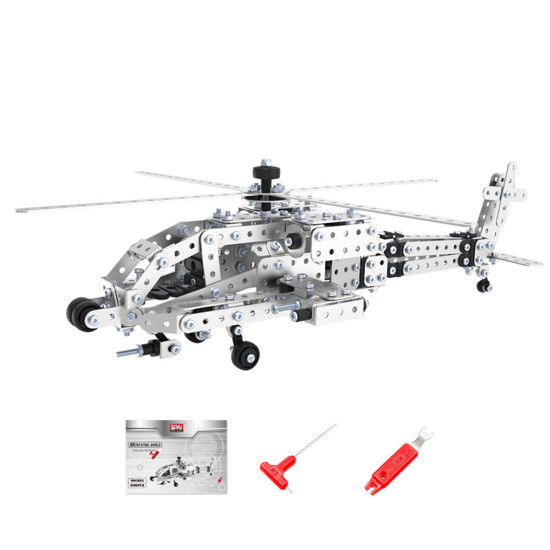 466pcs+ diy assembly 3d metal military warplane helicopter  model kits puzzle toys